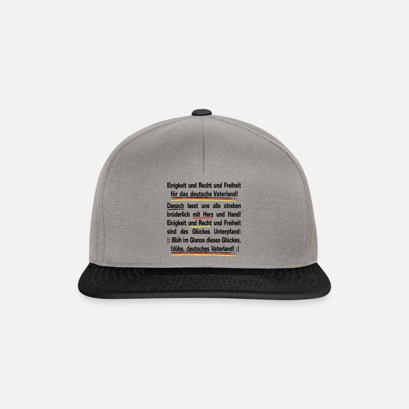 Texte de l'hymne allemand - Casquette snapback - gris graphite/noir