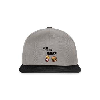 Alles für die Gains! - Snapback Cap - Graphit/Schwarz - Vorne