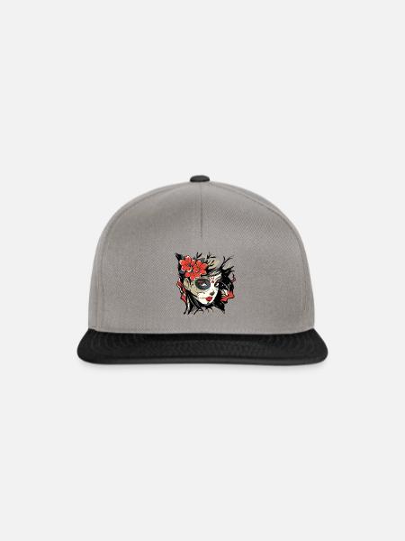 Tag der Toten,Girl,Mädchen Shirt Geschenk,Catrina - Snapback Cap - Graphit/Schwarz