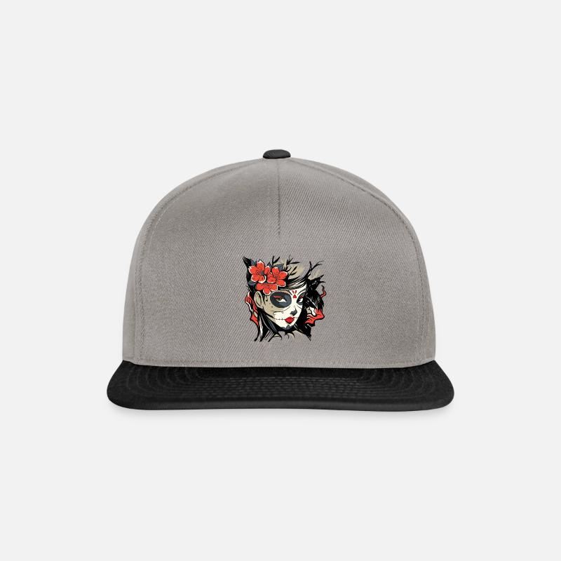 Tag der Toten,Girl,Mädchen Shirt Geschenk,Catrina - Snapback Cap - Graphit/Schwarz