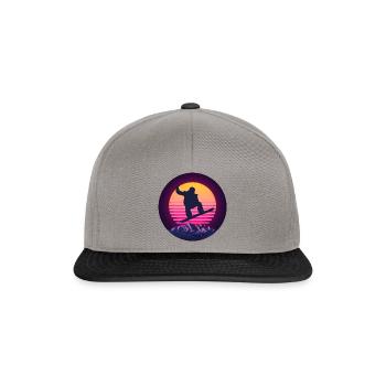 Snowboard Snowboarder Wintersport Retro - Snapback Cap - Graphit/Schwarz - Vorne