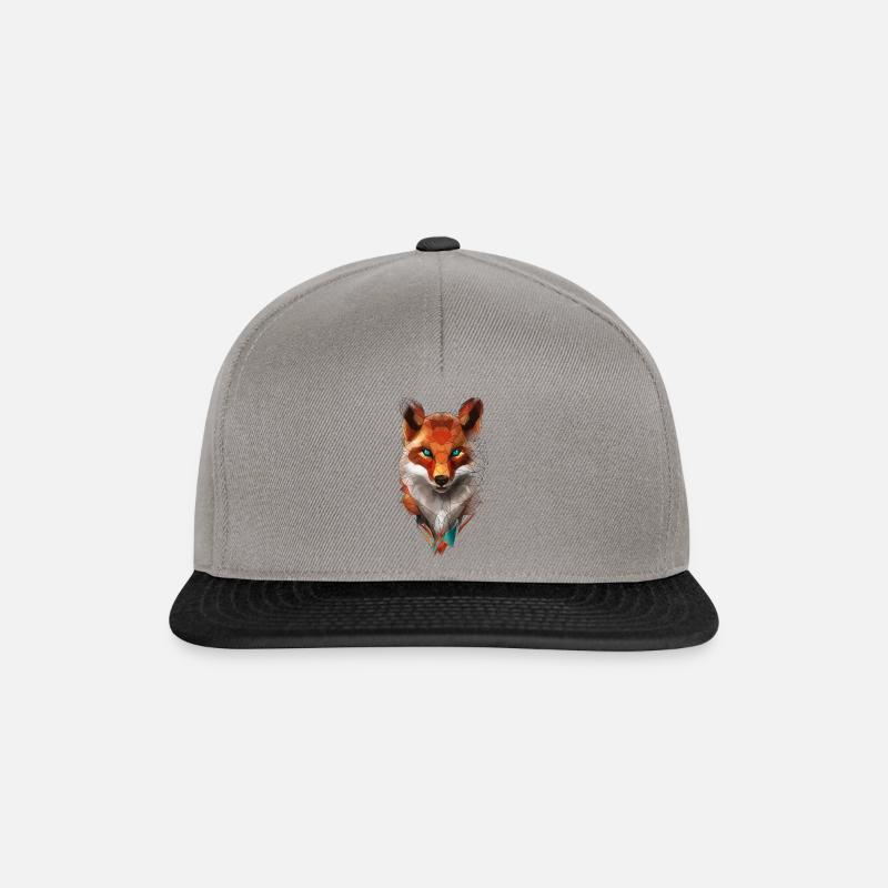 Low Poly Art Fox Wild Animal Polygone géométrique - Casquette snapback - gris graphite/noir