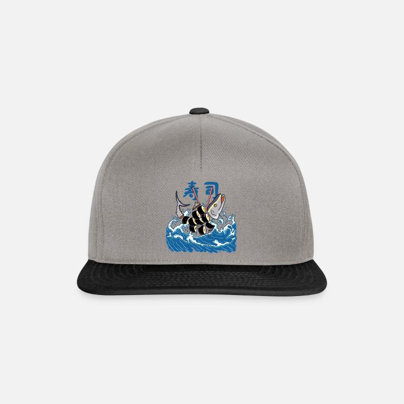 Thunfisch Sushi in der Welle - Snapback Cap - Graphit/Schwarz