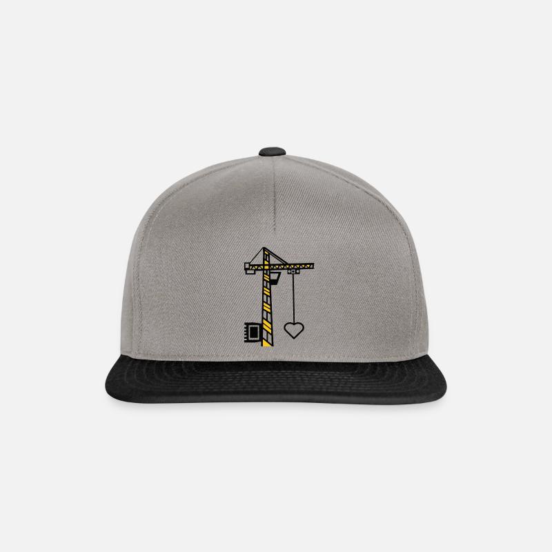 Grue de construction grue grue de levage construction coeur bicolore - Casquette snapback - gris graphite/noir