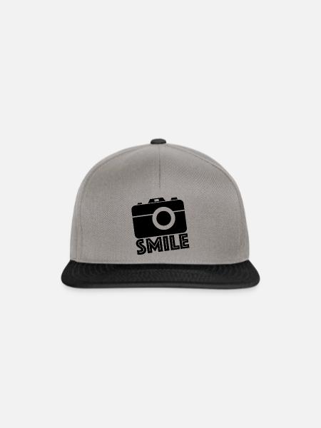 Smile, Kamera Youtube Instagram Facebook - Snapback Cap - Graphit/Schwarz