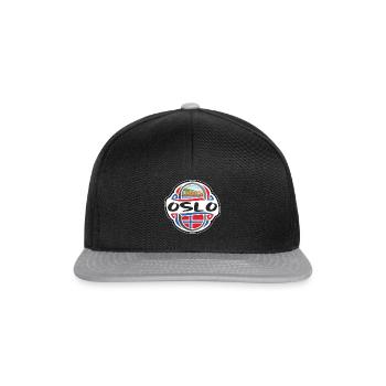 Oslo Norwegen Flagge Abzeichen Reise Souvenir Stempel - Snapback Cap - Schwarz/Grau - Vorne