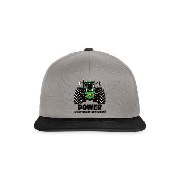 Power für den Bauer! Traktor Landwirtschaft Agrar - Snapback Cap - Graphit/Schwarz - Vorne