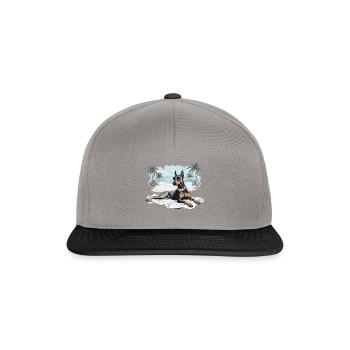 Doberman avec des lunettes de soleil à la plage - Casquette snapback - gris graphite/noir - Devant