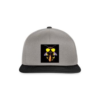 Biene mit Sonnenbrille - Snapback Cap - Graphit/Schwarz - Vorne