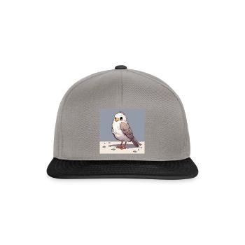 Kleiner weiß-grauer Vogel - Snapback Cap - Graphit/Schwarz - Vorne