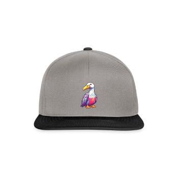 Albatross Colorful Watercolor Cartoon Kawaii Anima - Snapback Cap - graphite/black - Front