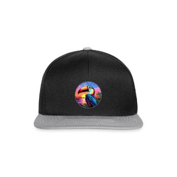Toucan Colorful Watercolor Cartoon Kawaii Animal - Snapback Cap - black/grey - Front