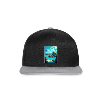 Bermuda Karibik Vintage Reiseposter Souvenir - Snapback Cap - Schwarz/Grau - Vorne