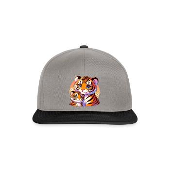 Loving tiger family illustration with - Snapback Cap - graphite/black - Front