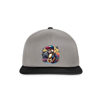 Stylish otter with boombox and musical notes - Snapback Cap - graphite/black - Front