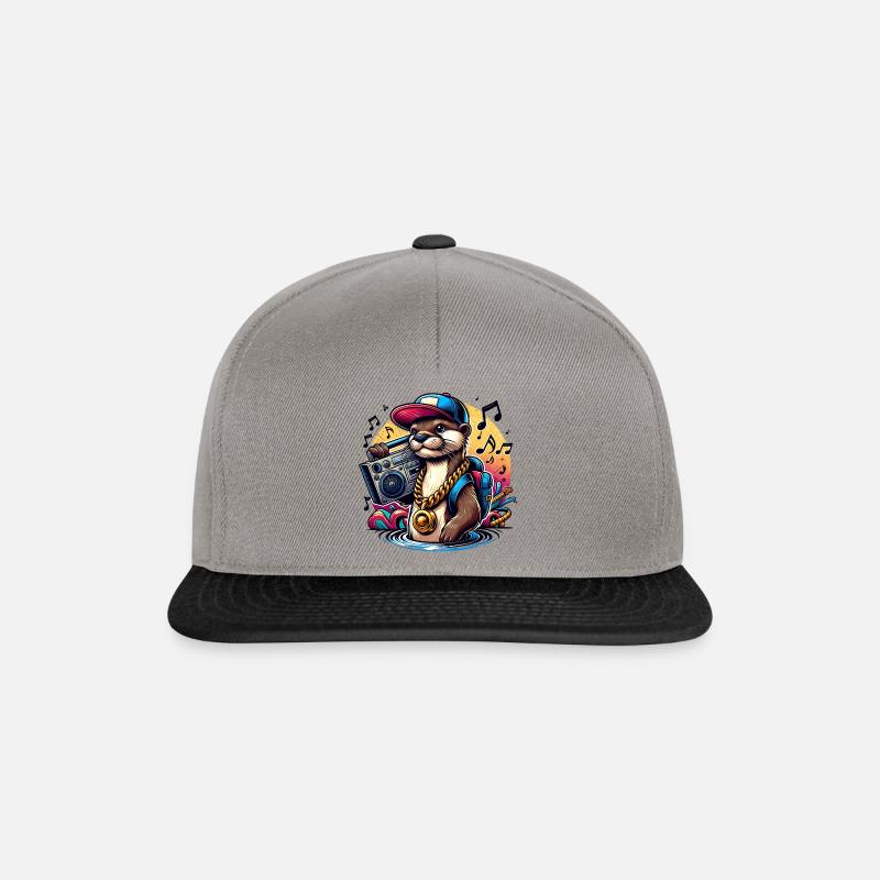 Loutre élégante avec boombox et notes de musique - Casquette snapback - gris graphite/noir
