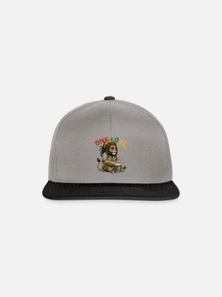 Reggae Löwe One Love Rhythm Trommel - Snapback Cap - Graphit/Schwarz