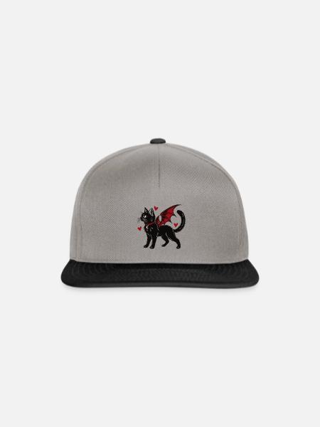 Gothic Cat With Bat Wings - Snapback Cap - Graphit/Schwarz