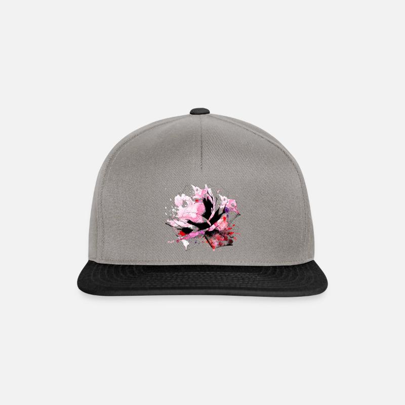 Rose Aquarelle parcours fleur contour de fleur - Casquette snapback - gris graphite/noir