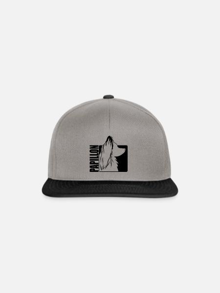 Papillon Profil Hunde Hund Wilsigns - Snapback Cap - Graphit/Schwarz