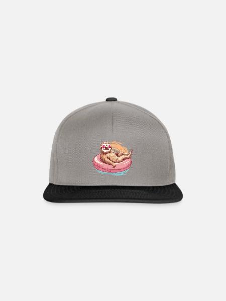Faultier mit Sonnenbrille und pinkem Gummireifen - Snapback Cap - Graphit/Schwarz