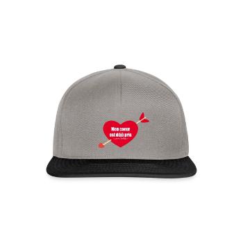 Mon coeur est déja pris (ta pas vu la fleche) - Casquette snapback - gris graphite/noir - Devant