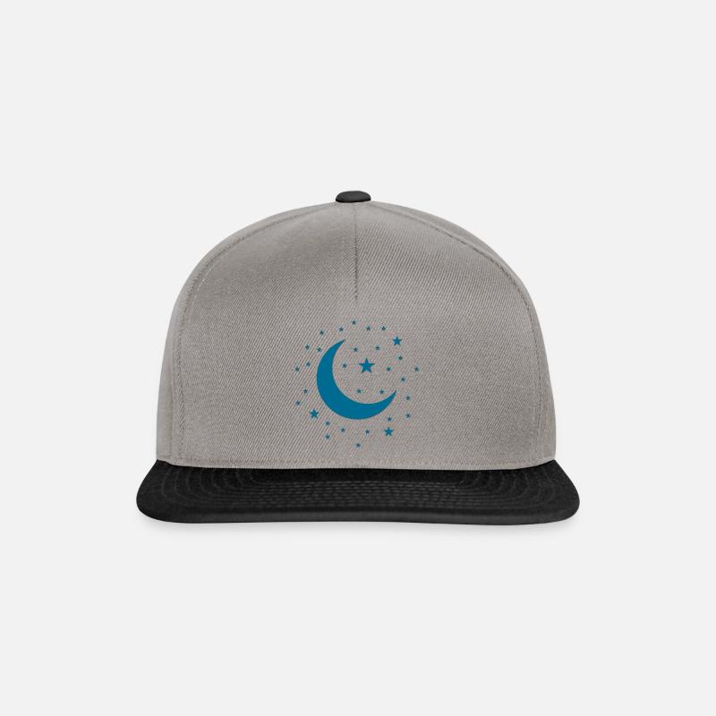 Ciel étoilé - Etoiles et lune - Casquette snapback - gris graphite/noir