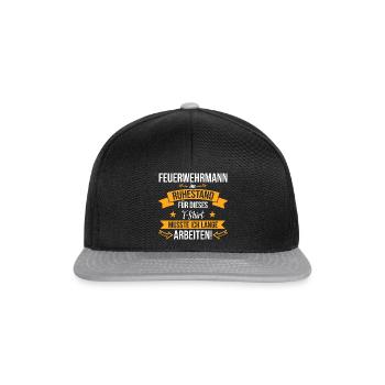 Feuerwehrmann Feuerwehr Spruch Ruhestand Beruf - Snapback Cap - Schwarz/Grau - Vorne