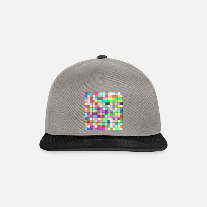 Bunte Quadrate Muster - Snapback Cap - Graphit/Schwarz