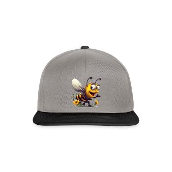 Funny honey bee collects flower nectar - Snapback Cap - graphite/black - Front