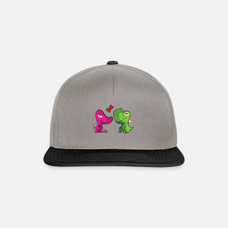 dinosaurier paar verliebt - Snapback Cap - Graphit/Schwarz