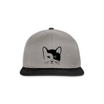 Cat, cats, cat, head, face, hangover - Snapback Cap - graphite/black - Front