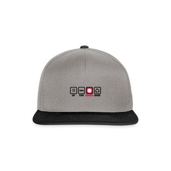 essen Sie Schlafhandballwiederholung, Handballspieler, Handballspieler - Snapback Cap - Graphit/Schwarz - Vorne