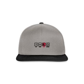 Eat Sleep Rave, DJ, DJ, Electro, Clubbing, Clubber - Snapback Cap - Graphit/Schwarz - Vorne