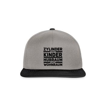 Zylinder statt Kinder – Schrauberpriorität - Snapback Cap - Graphit/Schwarz - Vorne
