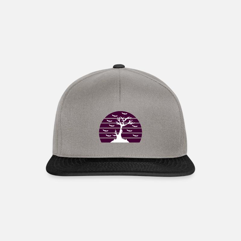 Halloween - Baum - Fledermäuse - Snapback Cap - Graphit/Schwarz
