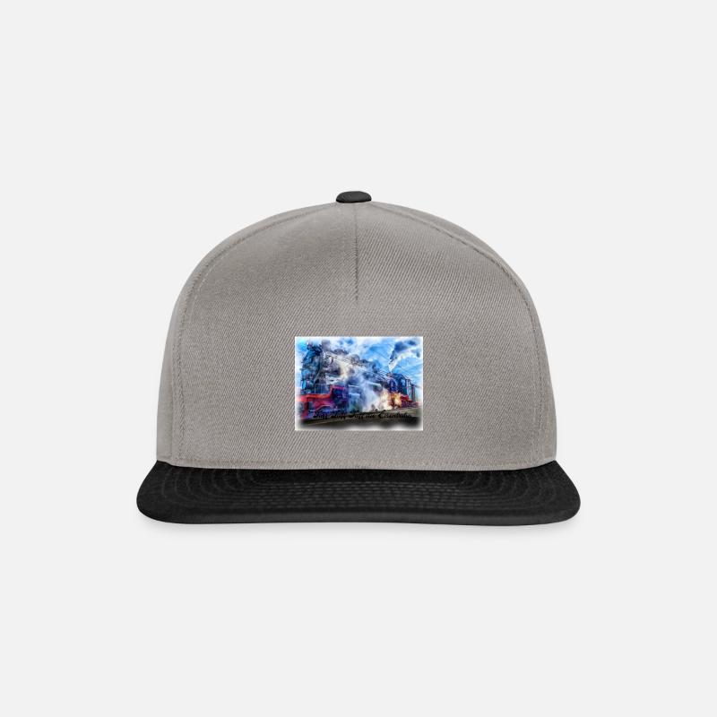 Idée cadeau design train locomotive - Casquette snapback - gris graphite/noir