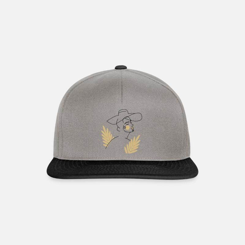 Frau mit Hut Line Art - Snapback Cap - Graphit/Schwarz