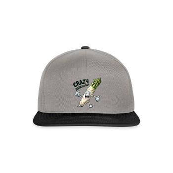Crazy Veggies: Asparagus Bodybuilder Pro Thumbs Up - Snapback Cap - Graphit/Schwarz - Vorne