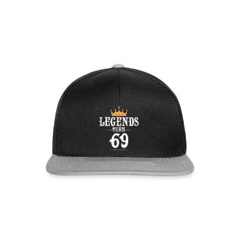 Legenden werden 69 Jahre alt, 69 Geburtstag - Snapback Cap - Schwarz/Grau - Vorne