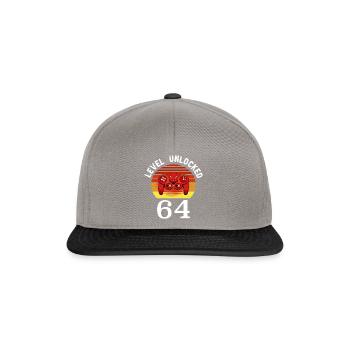 Level 64 unlocked 64 Birthday 64 years old - Snapback Cap - graphite/black - Front