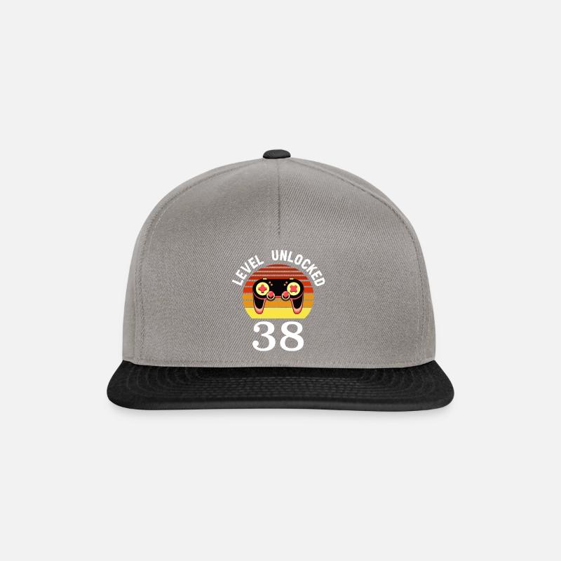 Niveau 38 débloqué 38 Anniversaire 38 ans - Casquette snapback - gris graphite/noir