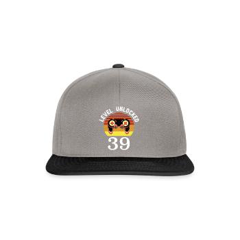Level 39 unlocked 39 Birthday 39 years old - Snapback Cap - graphite/black - Front