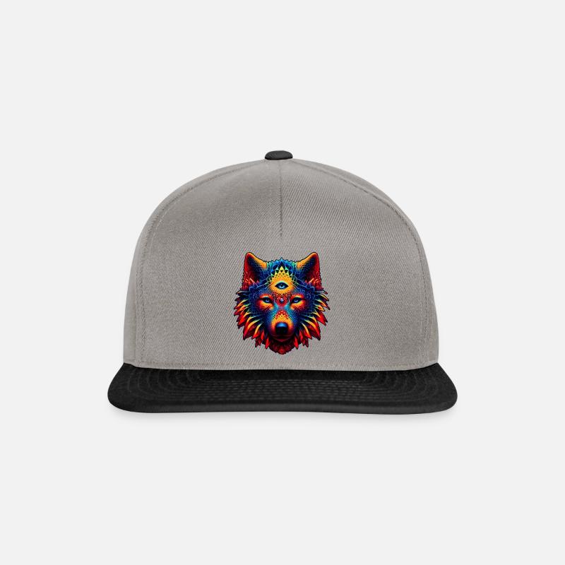 Fraktal Wolf Geist Tier Design Mystischer Wolf - Snapback Cap - Graphit/Schwarz