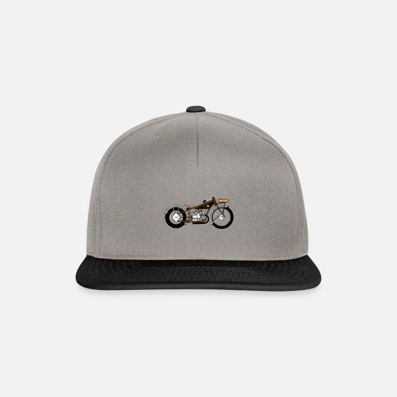 Oldtimer Motorrad - Snapback Cap - Graphit/Schwarz