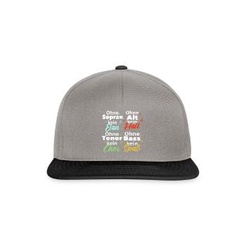 Ohne Sopran, Alt, Tenor und Bass kein Chor! - Snapback Cap - Graphit/Schwarz - Vorne