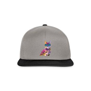 Rave Cat bunte Katze mit brille - Snapback Cap - Graphit/Schwarz - Vorne