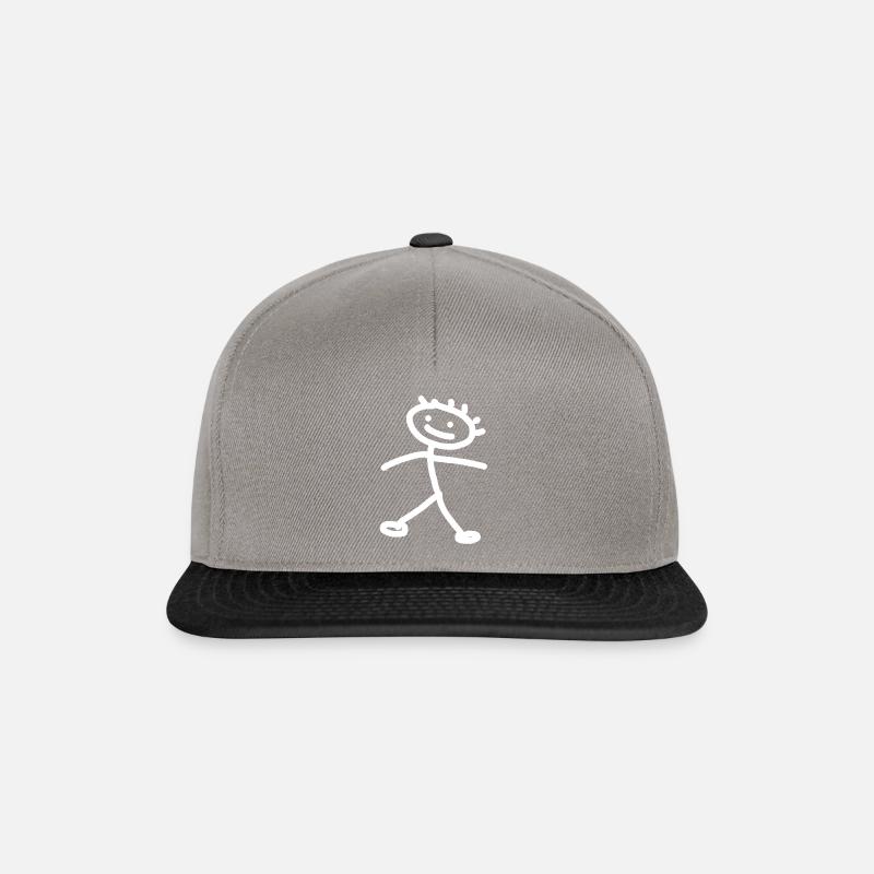 Strichmännchen weiss - Snapback Cap - Graphit/Schwarz