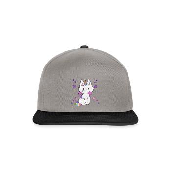 Chat licorne - Casquette snapback - gris graphite/noir - Devant