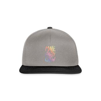malle party crew bunt - Snapback Cap - Graphit/Schwarz - Vorne